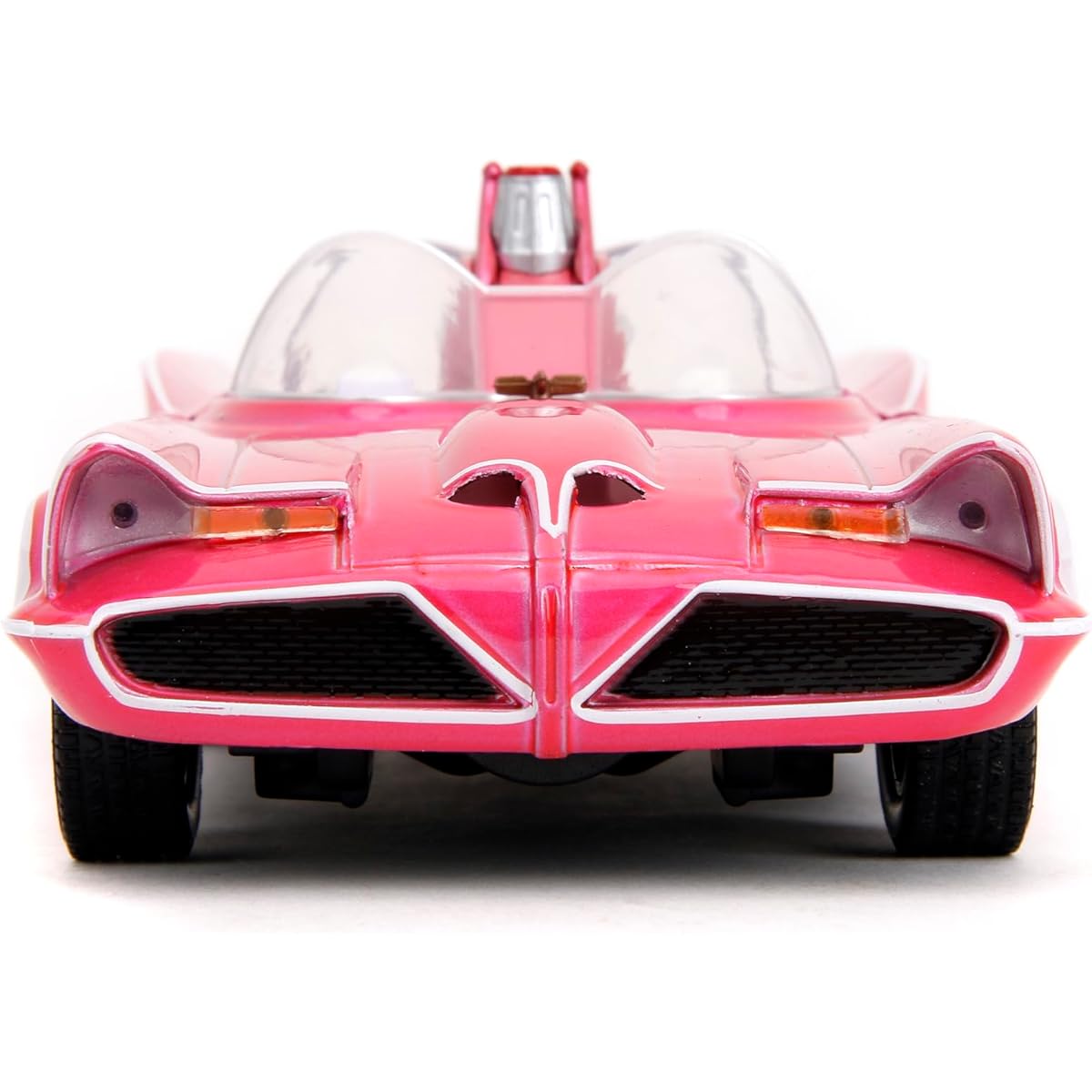 Pink Slips W7 1:24 Classic TV Series Batmobile Diecast Car with Base Kids and Adults Toy (Pink)