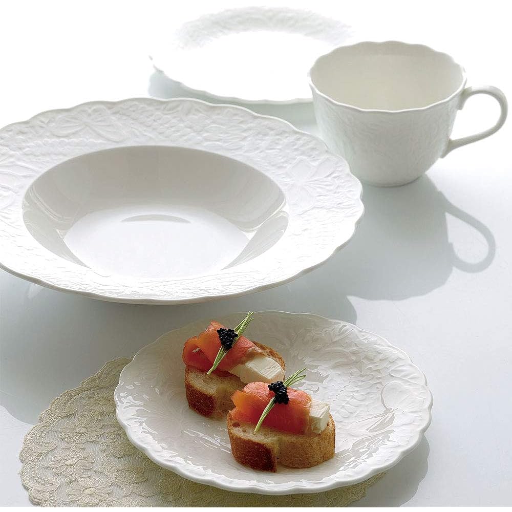 NARUMI Small Plate White Diameter 17cm Honiton Lace Bright 51952-23144 Pack of 4