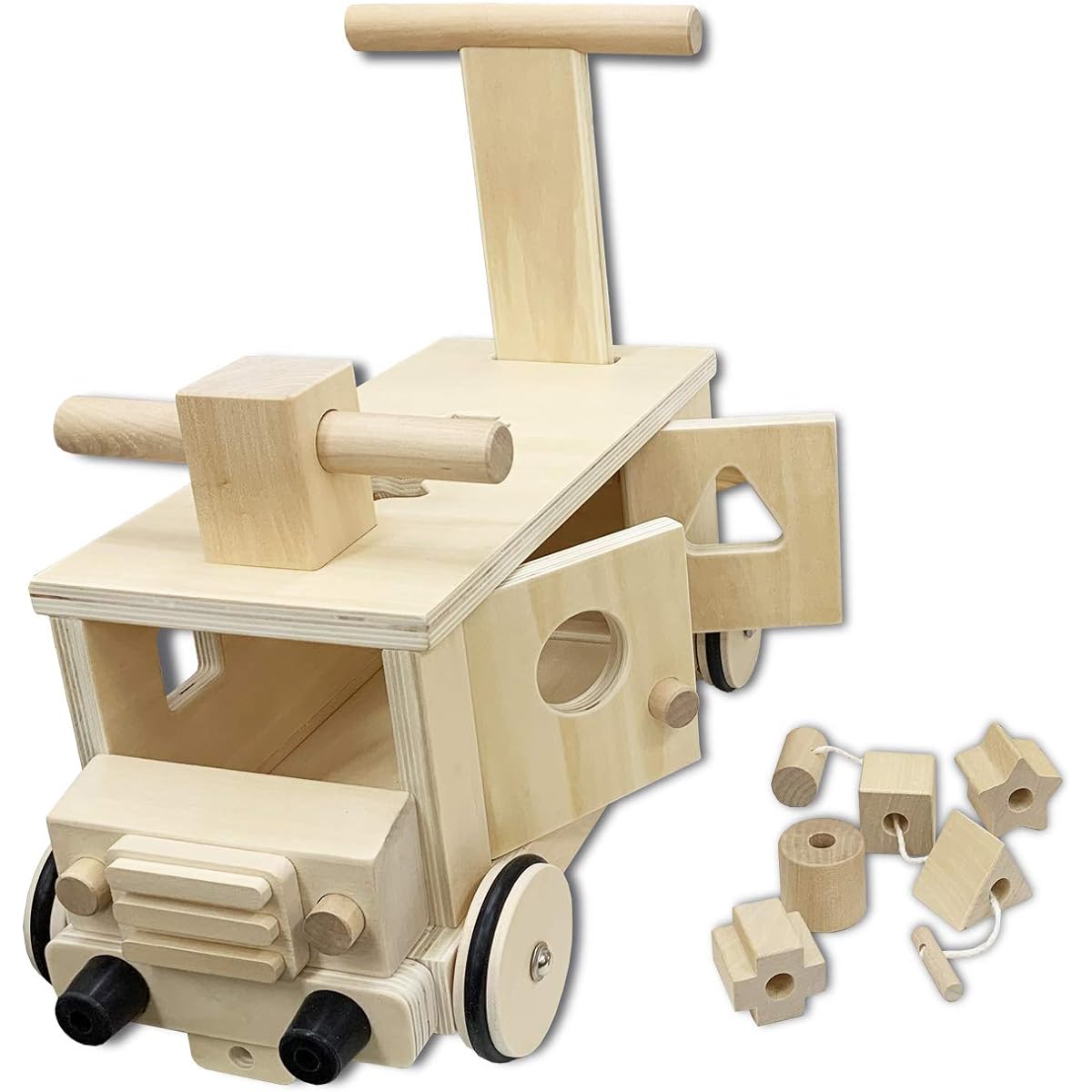 Various ways to play Wooden Block Bus Ride-on Toy Clamp Push Cart Puzzle