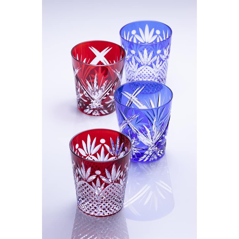NARUMI Rocks Glass Pair Glass Glass Works Waltz 270cc Blue & Red Color Covered Glass Whiskey Glass Old Glass Wedding Gift Respect for the Aged Day Present Gift Box Included Wrapped GW6071-2270AZ