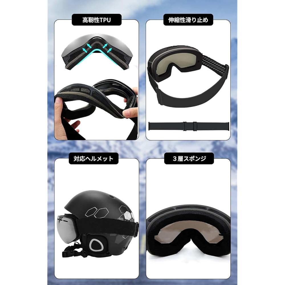 [CUSTIC] Ski Goggles [Wide View Baseball Lens & OTG Compatible (Glasses)] UV Protection, Anti-Fog, Double Layer Lens, Snow Goggles, Sports Shockproof Goggles, Windproof/Dustproof/Snowproof, Lightweight, Breathable, Suitable for All Winter Mountain Climbi