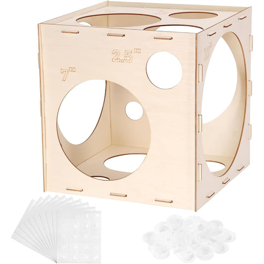 Auihiay 14 Holes Wooden Balloon Sizer Cube Box Balloon Decoration Balloon Column for Balloon Arch (1~10 inch)