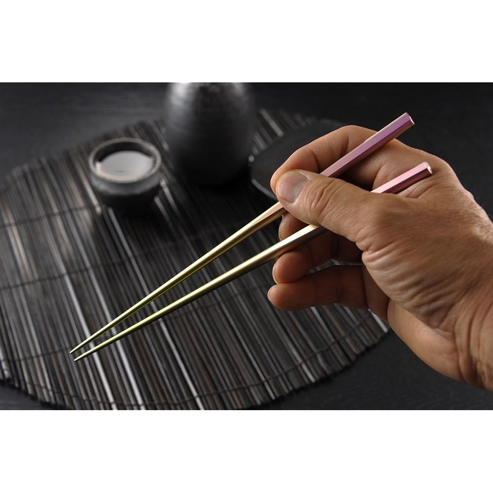 [Pure Titanium My Chopsticks TC215IP Pink] Maximum diameter 7mm, total length 215mm, round chopsticks, two-sided cut, high quality titanium chopsticks, tapered, hollow grip, machined, cut, produced at a domestic precision parts factory, made in Japan
