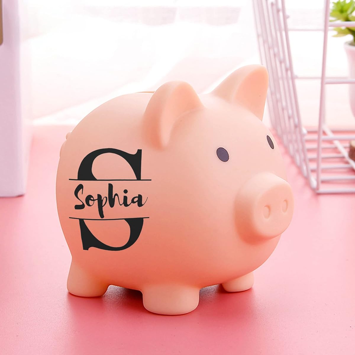 Personalized Piggy Bank Custom Name Money Bank for Girls and Boys Unbreakable Pink Coin Bank for Birthday Christmas Baby Shower Nursery Room Decor
