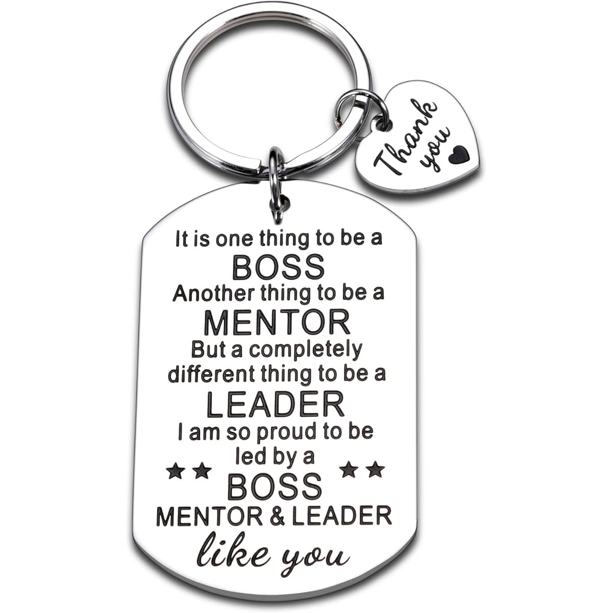 Inspirational Thank You Keychains Boss Day Gifts for Her, Him, Women, Men, Office, Christmas, Birthday, Valentines, Retirement Gifts for Women, Men, Bosses, Leaders, Colleagues, Appreciation, Promotion, Silver, Small