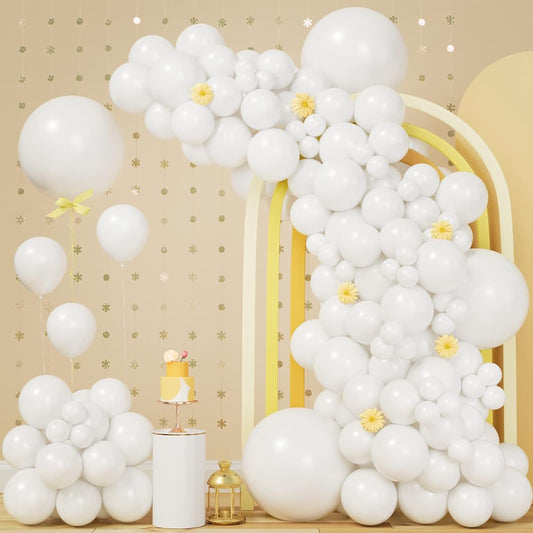 140pcs White Balloons White Balloon Garland Arch Kit 5/10/12/18inch Matte Latex White Balloons Baby Shower Balloons Birthday Balloons Wedding Christmas Balloons Party Decorations