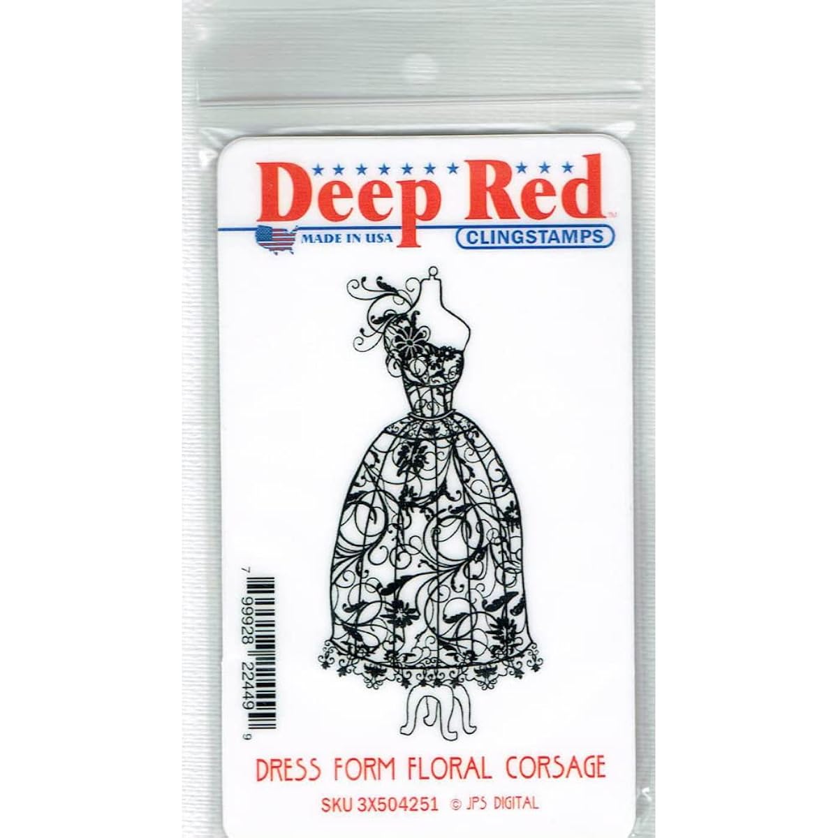 Deep Red Cling Stamp Dress Form Flower Corsage