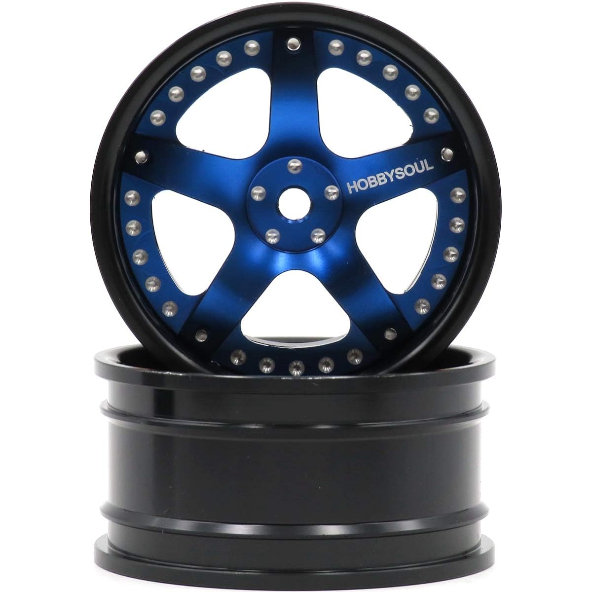 hobbysoul RC 1/10 Aluminum Alloy Wheel Rim Hex 12mm Adjustable Offset Blue & Black 2pcs for 1:10 RC On-Road Drift Touring Car Tire