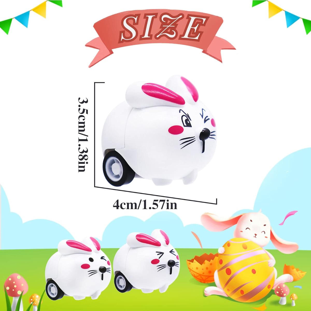 Qyyiguf 30pcs Easter Bunny Toy Car Rabbit Toy Pull Back Car Mini Bunny Easter Basket Stuffer Easter Egg Stuffer Party Favors Classroom Favors Birthday Gift for Kids Girls Boys