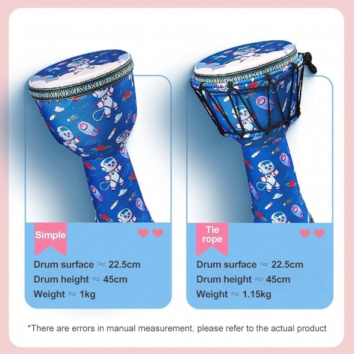 Unique Slit Drum Vintage Drum with Fabric Djembe, Drum Body Durable Hand Drum PVC Construction Traditional Instrument Ether Drum Beautiful Voice