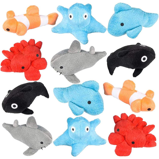ArtCreativity Set of 24 Sea Creatures Plush Toys - Super Soft Assorted Designs - Aquatic Birthday Party Favors - Cute Room Decor - Unique Diaper Cake Topper