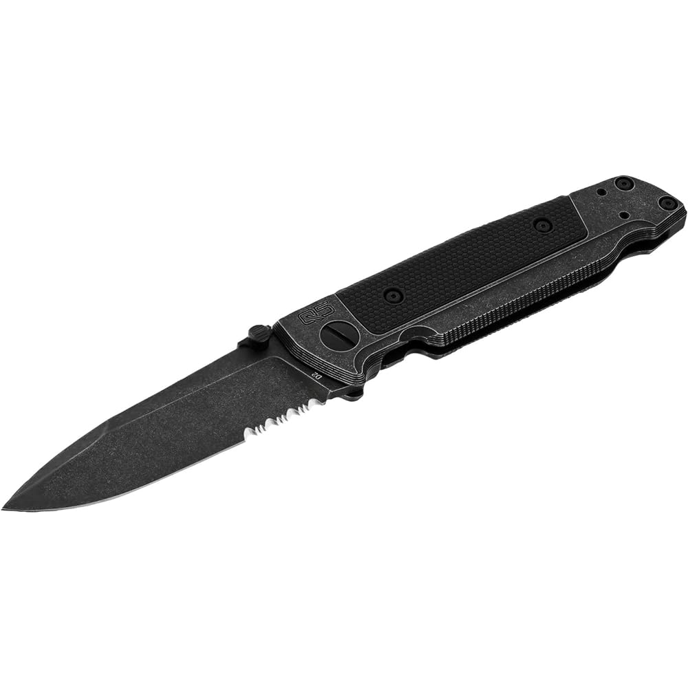 [Domestic regular product] UMAREX WALTHER Q5 Steel Frame Folder Blackwash Serrated D2 steel folding knife camping, survival, outdoor UMA50872
