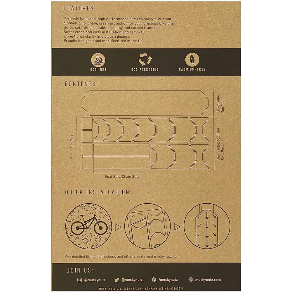 [Genuine Japanese Product] Mucky Nutz Bicycle Protection Seal for Frame/Chainstay/Fork SKINZ PROTECTION SKINZ Series to Guard from Scratches