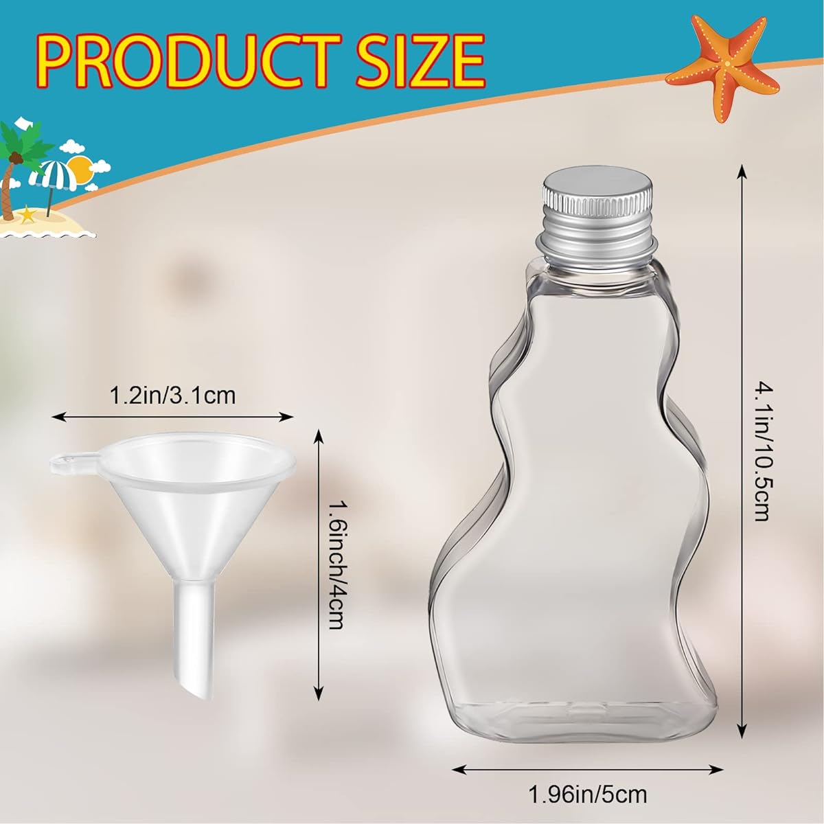 100pcs Sand Art Bottles Bulk Wave Shaped Plastic Bottles with Funnel Sand Art Kit for Kids Sand Art Containers Craft Collection Bottles DIY Art Activity Fun Party Supplies (Sand Not Included)