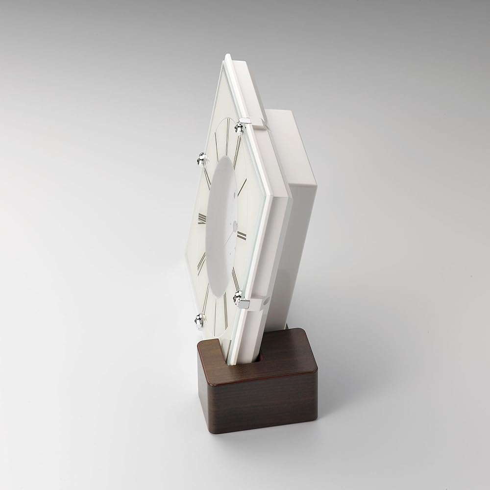 RHYTHM Citizen Wall Clock, Radio Controlled Clock, Analog, Can Be Used as a Stand, Wooden Base, White, CITIZEN Mariage 707 4RY707-003