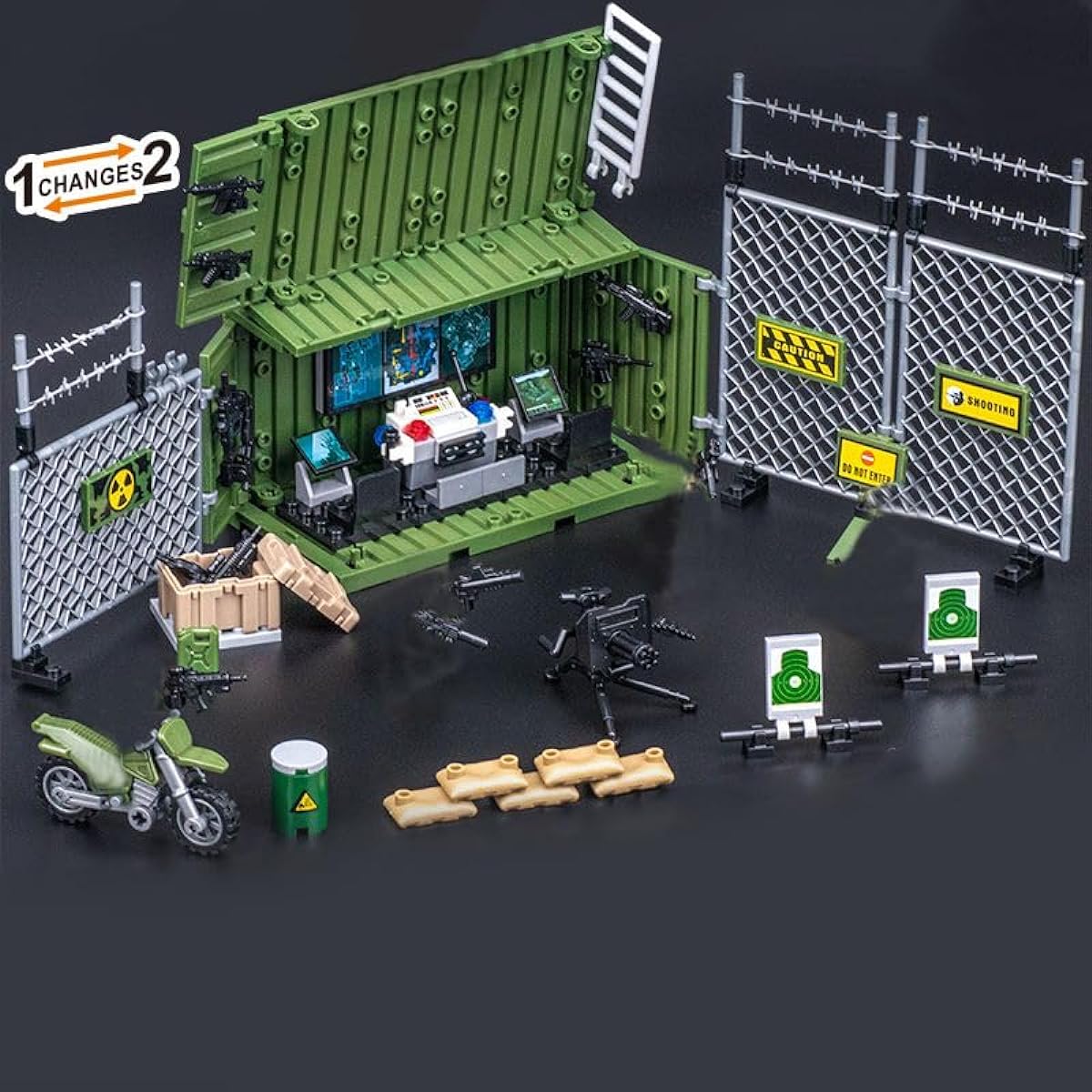 ENHANA WWII Building Blocks Army Military Toys, 4 Military Figures and Armor Toys, Thunder Container Command Operation Building Blocks Toys Battle Set for Kids
