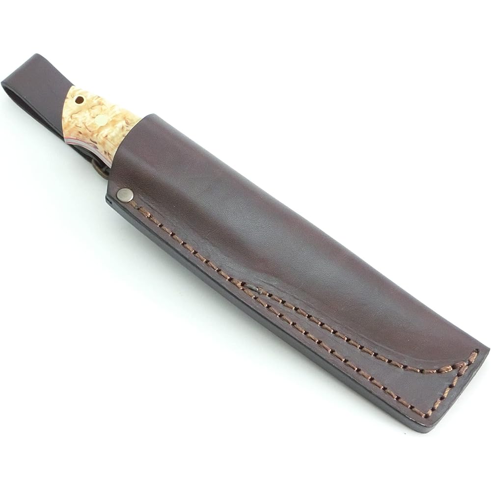 Brisa Trapper 115 Elmax Curly Birch Red Liner Scandi Grind Brass Pin