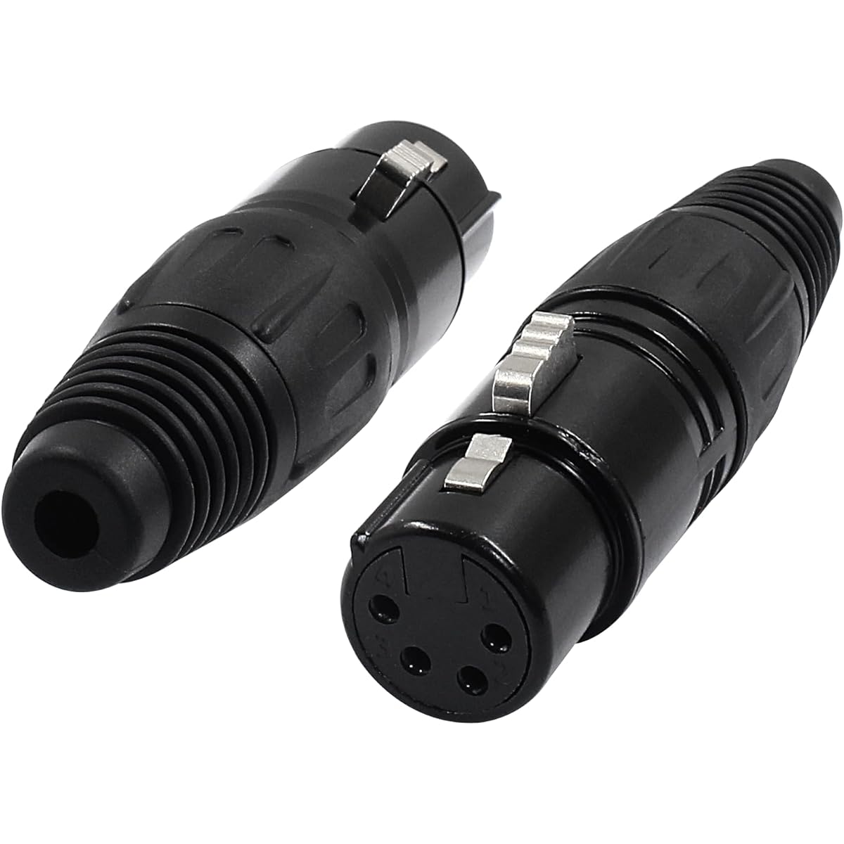 Hordion 4 Pin XLR Female Connector Microphone Plug Adapter Microphone Connector XLR Cable End Replacement Black Audio Socket 4pcs