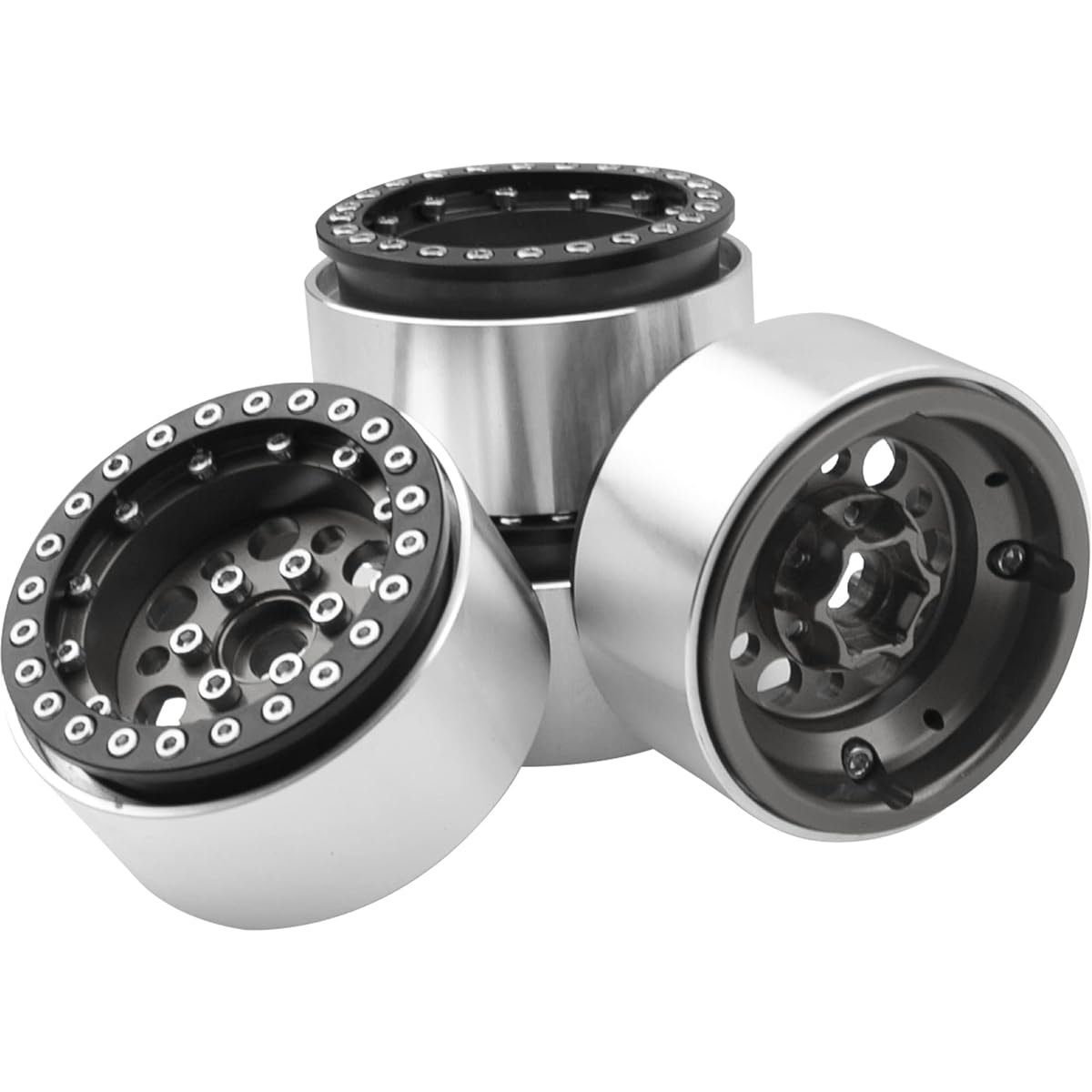 ShareGoo Aluminum Alloy 1.9" Beadlock Wheel Rim Hub Compatible with Traxxas TRX4 Axial SCX10 RCAWD D90 D110 Tamiya CC01 1/10 RC Crawler Car (Titanium)