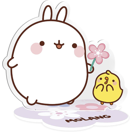 ABYstyle Molang Flower Acryl® Standing Figure Model 3" Tall Molang & Piu Piu Korean Comic Desktop Accessory Gift