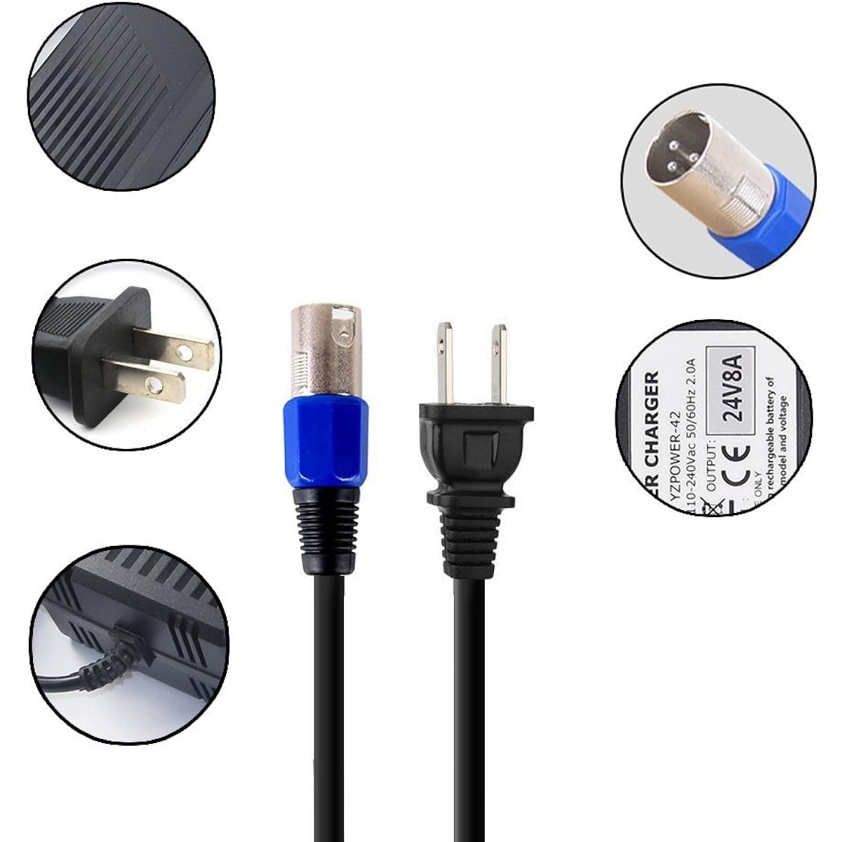 aunstarwei 24V 8A Battery Charger with XLR Connector for EA1065 S150 1107 614HD M51 CH5404 Smart