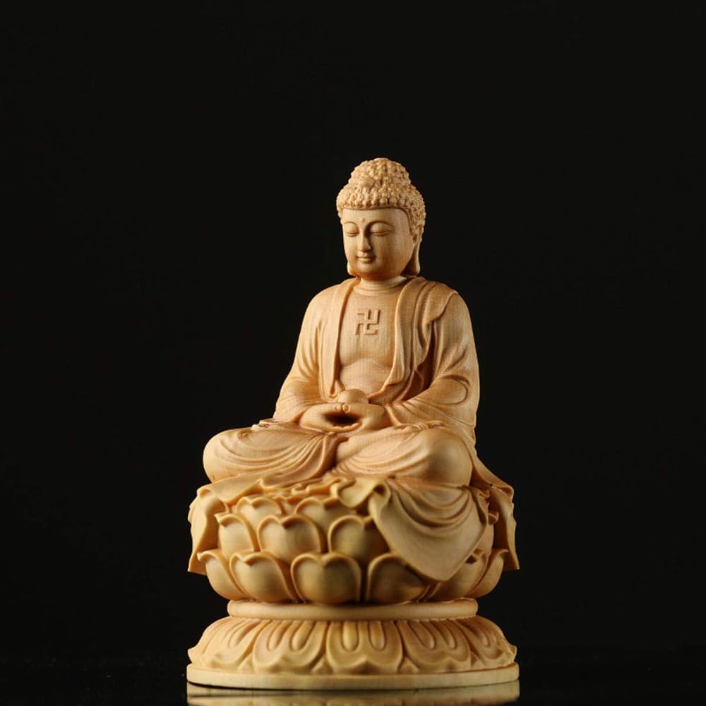 Buddha Statue, Shakyamuni Buddha Statue, Soto Zen Buddhism, Shakyamuni Buddha Seated Statue [Tathagata] Buddha Lotus Stand, High Quality Natural Boxwood Wood Carving, Tathagata Buddha Statue, Carved Buddha Statue, Wooden Buddha Statue, Hand Carved Buddha
