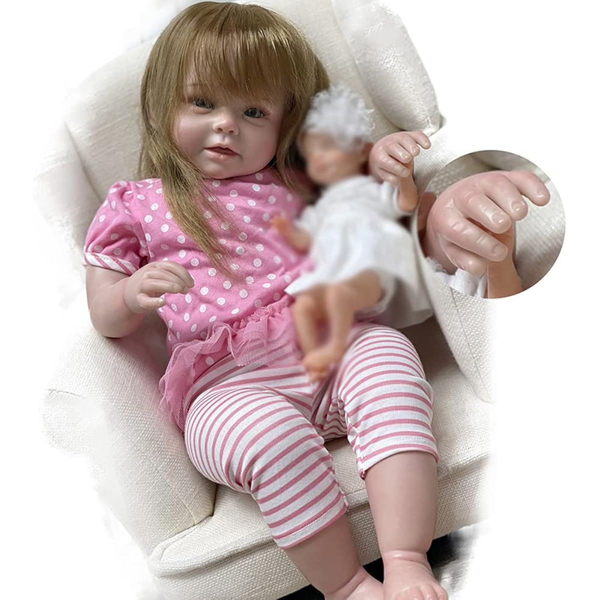 Lonian 22inch 55cm Handmade Reborn Baby Doll Soft Cotton Body Real Touch Kids Toy Christmas Gift (4270)