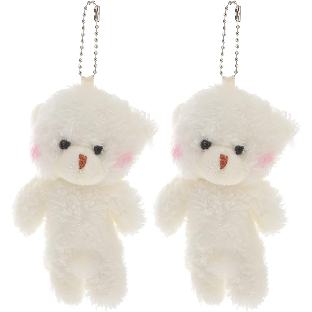 TOYANDONA Mini Stuffed Teddy Bear Toy Stuffed Animal Small Jointed Bear Soft Animal Toy Purse Bag Hanging Pendant Key Chain Birthday Cake Wedding Party Favors White 2pcs