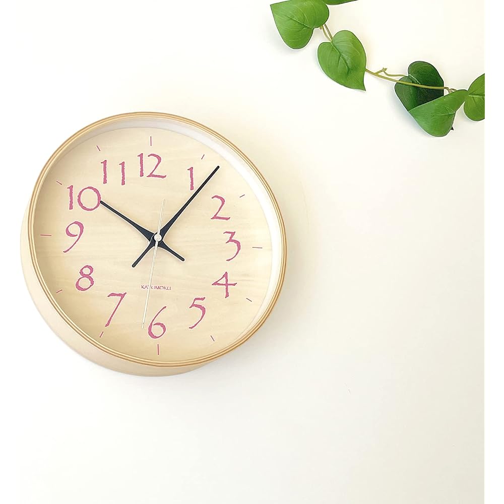 KATOMOKU plywood clock 21 radio clock sweep (continuous second hand) km-120LPRC φ252mm (light pink)