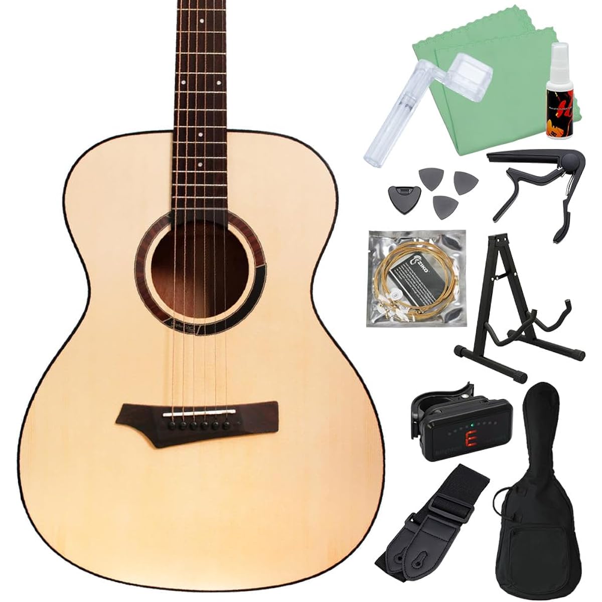 Gopher Wood Guitars i110 Acoustic Guitar Beginner 12-piece Set Acoustic Guitar Orchestra Body Gopher Wood Guitars