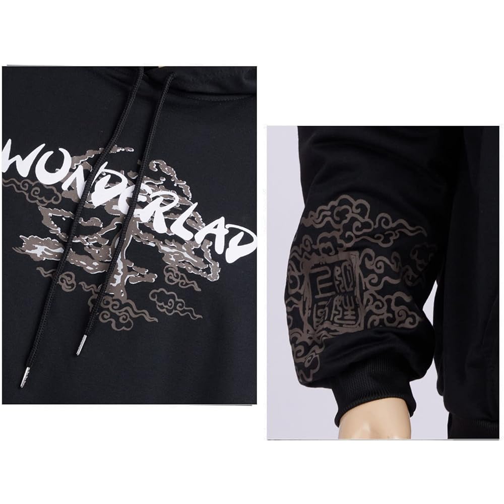 [Tiann] Men's Pullover Parka, Long Sleeve, Casual Parka, Loose Sweatshirt, Large Size, Spring Clothes, Hooded, Japanese Style, Cherry Blossom Sports, Training Wear, Thin, Thick, Spring, Autumn, Winter