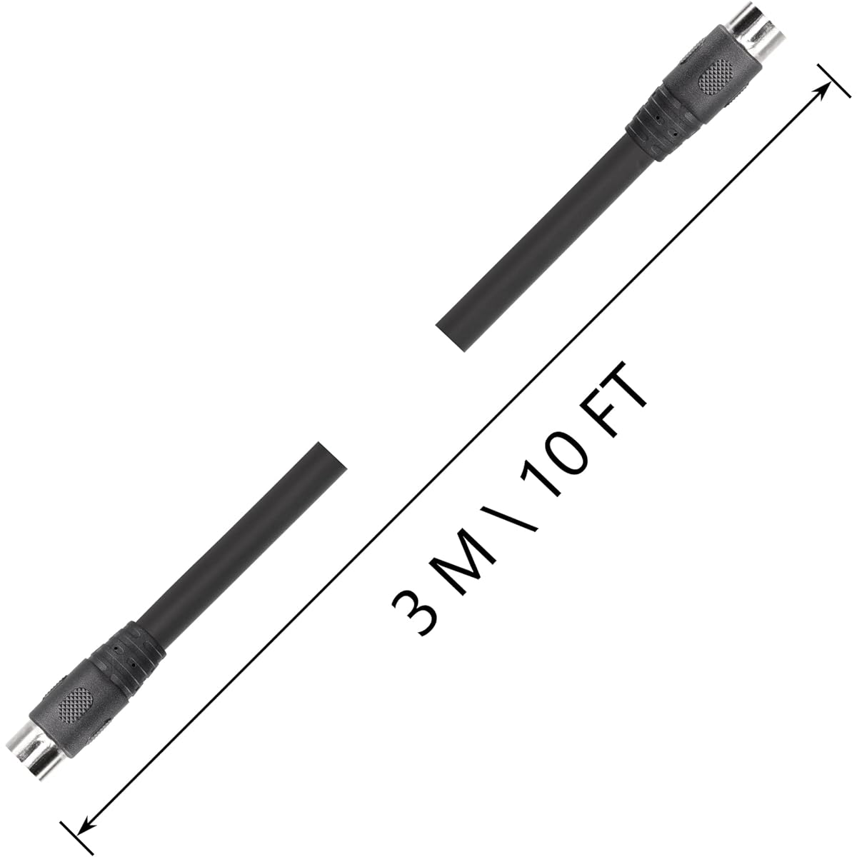 CERRXIAN DIN 13 Pin Male to Male Electrical Signal Control Cable UL2919 OD9.0MM 13 Pin Extension Cable (M-M) (3m Black)