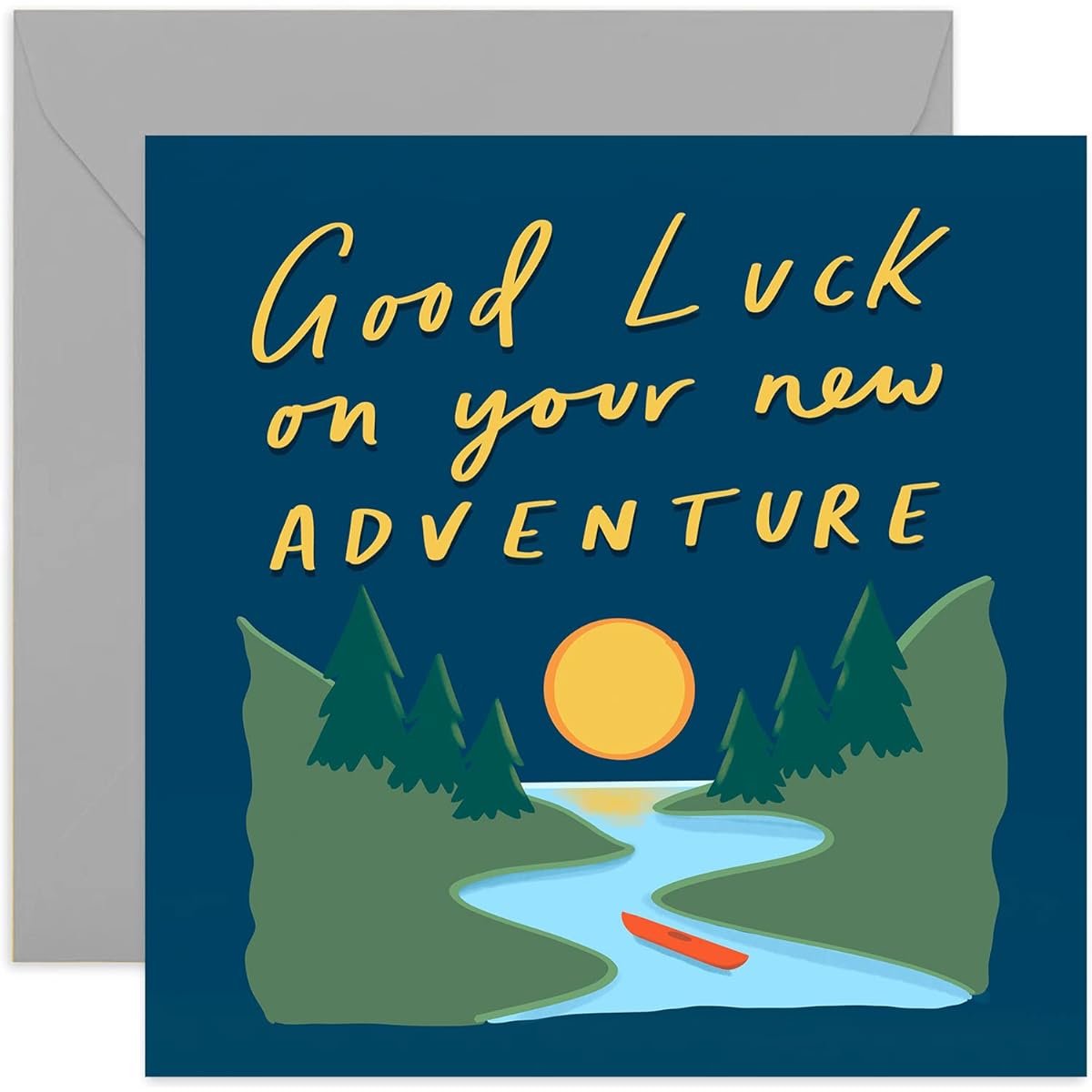 Old English Co. New Adventure Good Luck Card - Fun Retirement Card | New Job, Transfer, Foreigner, College | Blank Inside & Envelope Included