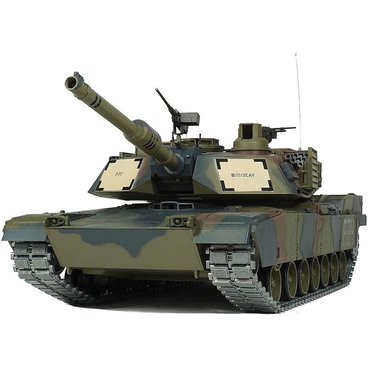 Tank Radio Controlled US M1A2 Abrams Main Battle Tank Camouflage Green Limited Edition Finished Painted 2.4Ghz Remote Control 1/16 Scale Model, Infrared and BB Bullet Combat