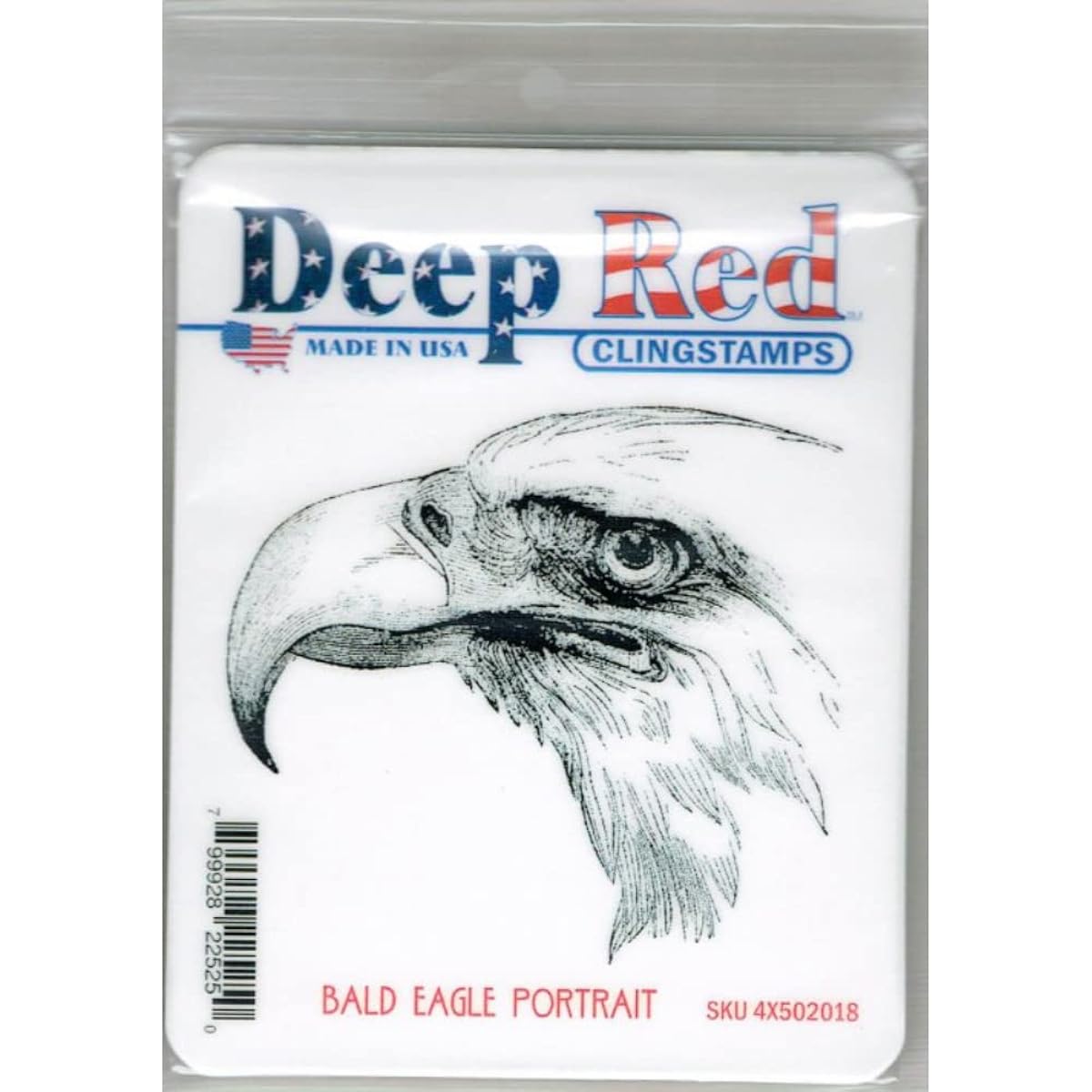 Deep red cling stamp bald eagle