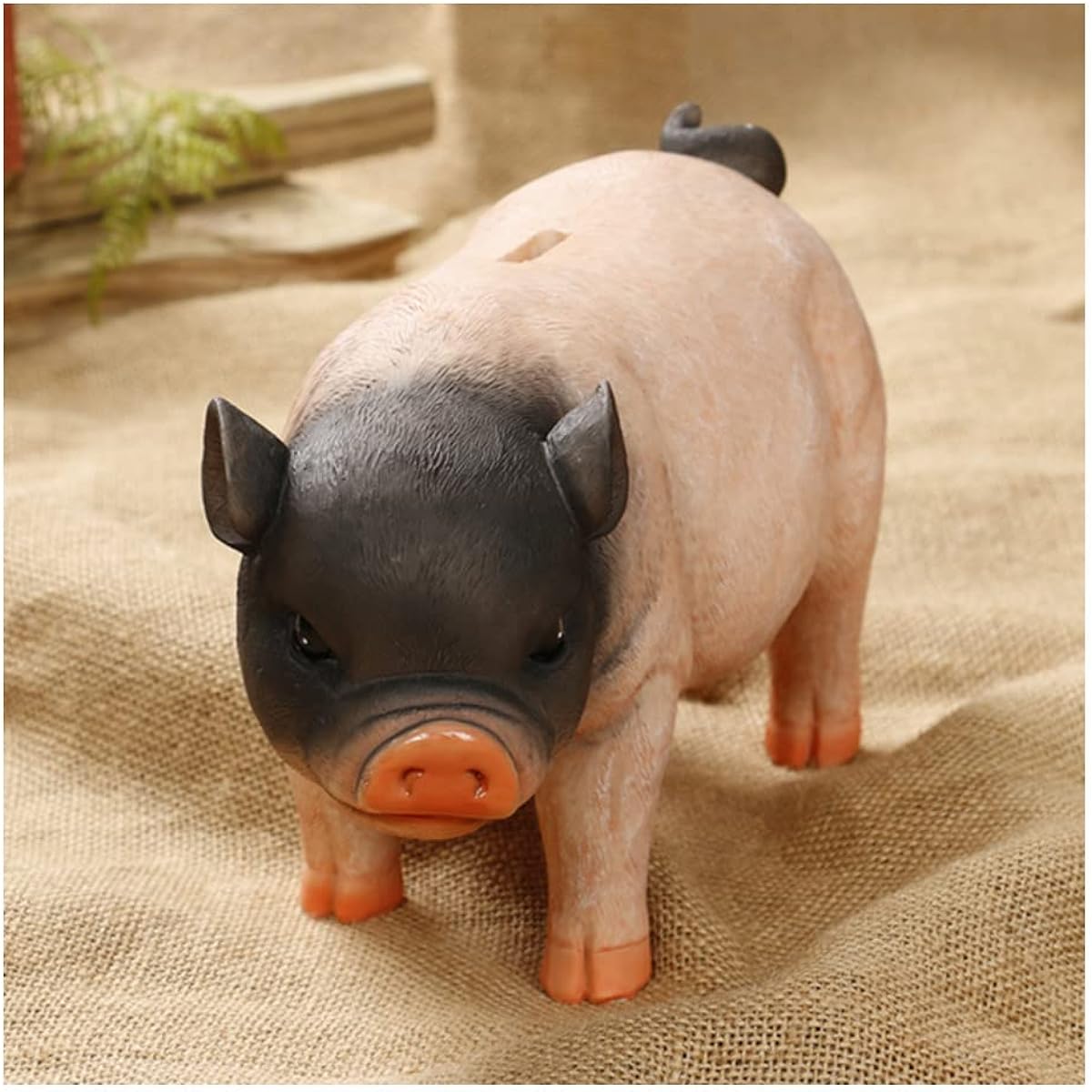 Primst Cute Pig Piggy Bank Resin Coin Piggy Bank Piggy Bank for Boys Piggy Bank for Adults Best Bit Day Gift (B)