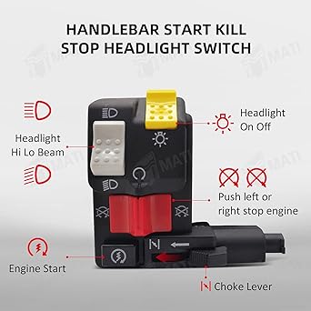 M MATI Handlebar Switch Start Kill Stop Headlight for Honda TRX400 FW Foreman 400 4x4 1995-2003 TRX450 FM FourTrax Foreman 400 S 1998-2008 35020-HM7-A00