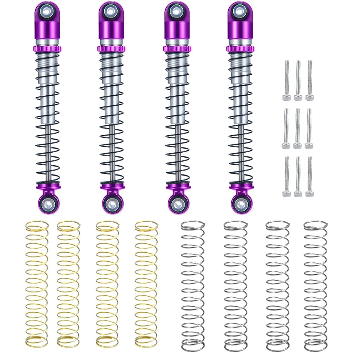 RC-Hub Aluminum Shock Absorber Damper 48mm 4pcs for 1/24 Axial SCX24 90081 Deadbolt AXI00001 AXI00002 AXI00004 AXI00005 AXI00006 RC Crawler Car (Purple+Black)