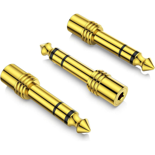 6.35mm 1/4 Male to 3.5mm 1/8 Female Stereo Headphone Adapter TRS Audio Jack Plug Gold Plated for Amplifier Guitar Keyboard Piano Laptop Home Theater Phone 3 Pack