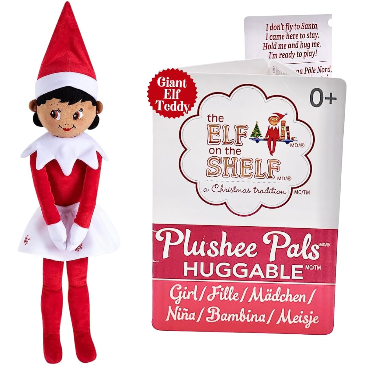 The Elf on the Shelf Huggable - 27" Scout Elf Plush Toy - Adorable Brown Eyed Girl Elf Stuffed Animal