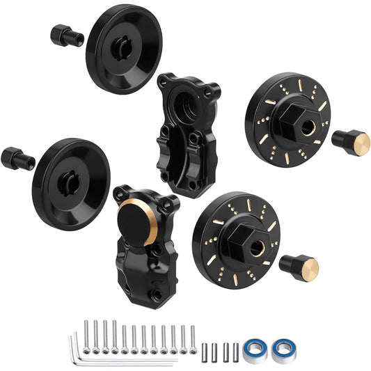 AllinRC Brass Wheel Weights Front Rear Differential Covers and Ball Bearings Compatible with Axial SCX24 1/24 RC Crawler Car Upgrade (Black Gold)