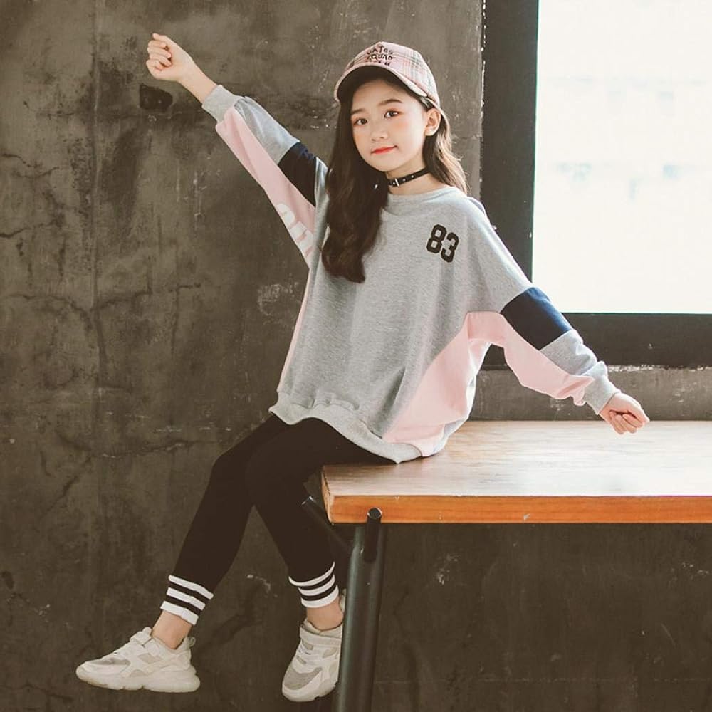 BEUWAYS Jersey, Kids, Girls, Jersey, Top and Bottom Set, 2 Piece Set, Sweatshirt, Athletic Wear, Setup, Hoodie, Layered Style, Children's Clothing, Junior Clothes, Girls' Sportswear, Stylish, Spring/Autumn
