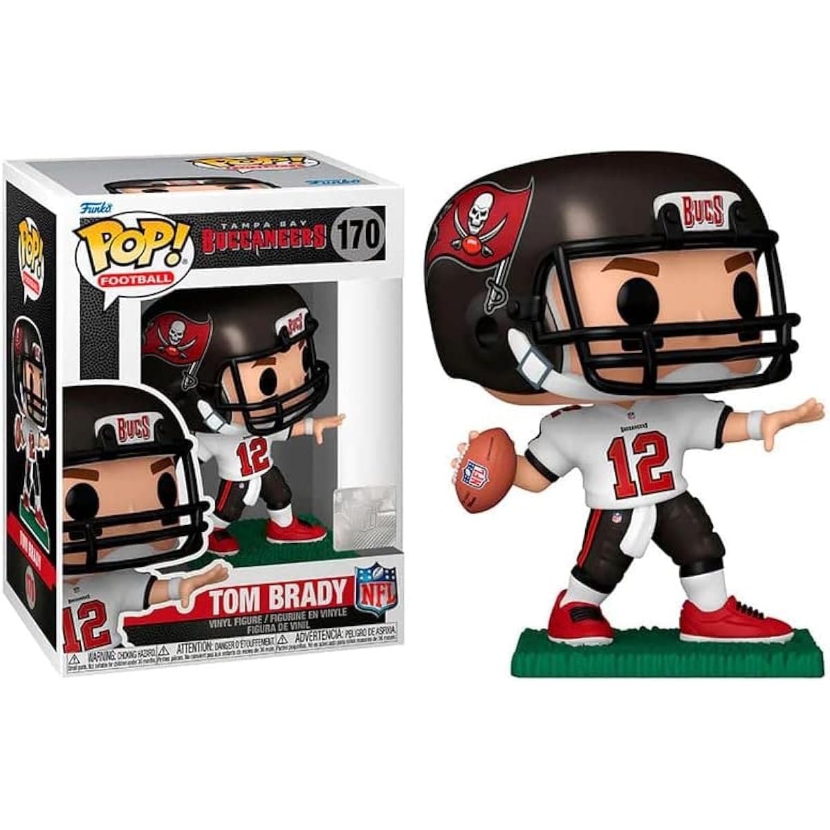 POP Football: Buccaneers Tom Brady (Away Jersey) Funko Vinyl Figure (Includes Compatible Box Protector Case), Multicolor 3.75"