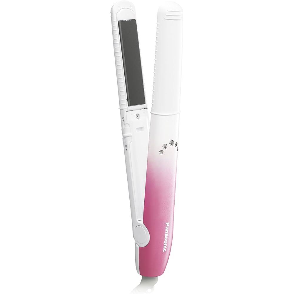 Panasonic Compact Iron for Curling and Straightening, Compatible with Overseas 2Way Pink EH-HV14-P