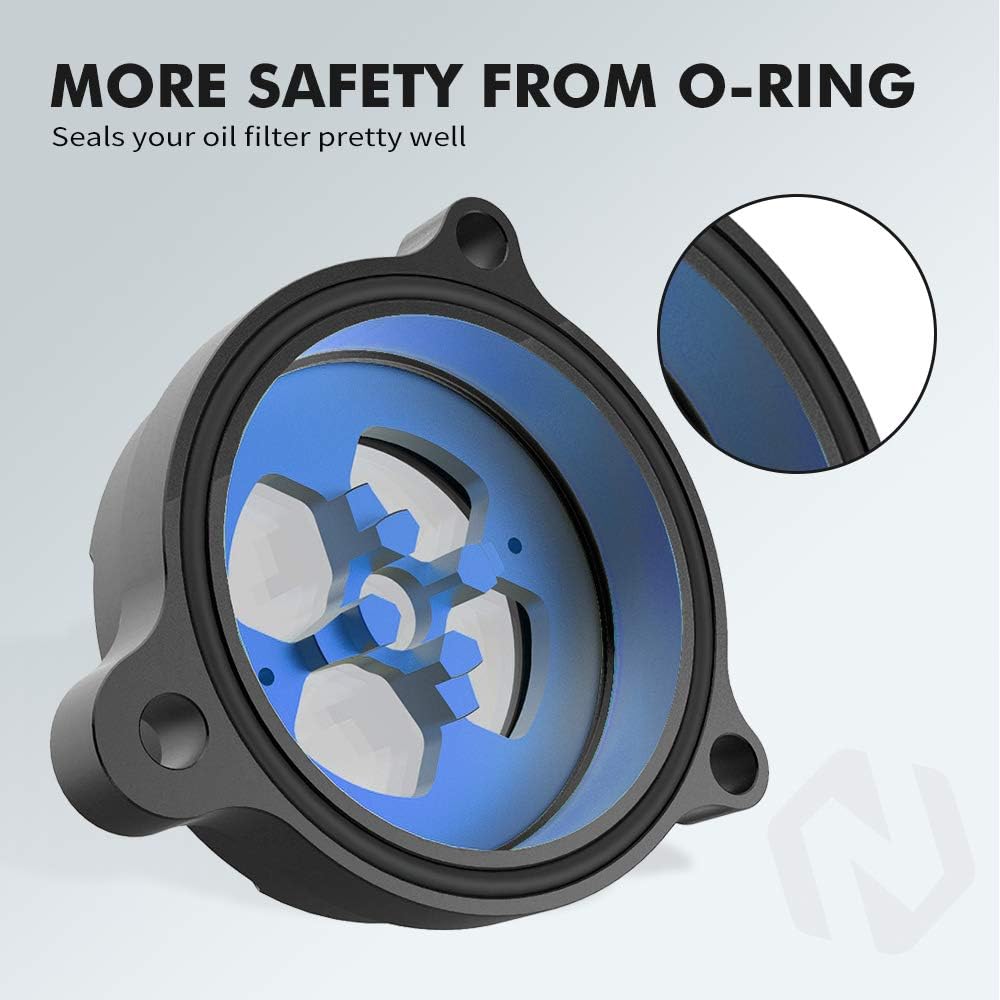 NICECNC Oil Filter Cover with Observation Window for Yamaha Raptor 700 YFM700 2015-2023 Raptor 700R YFM700R 2009-2009 2011-2023 1S3-13447-00-00 Replacement (Black)