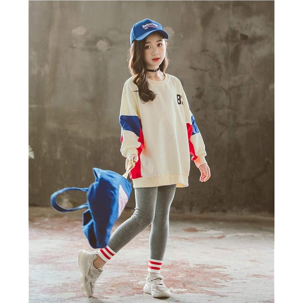 [KOPYUFVA] Children's clothing, girls' top and bottom, 2-piece set, kids' girls tops, sweatshirt pants, sportswear, long sleeves, cute casual, Korean style, everyday wear, spring, autumn, and winter climbing setup