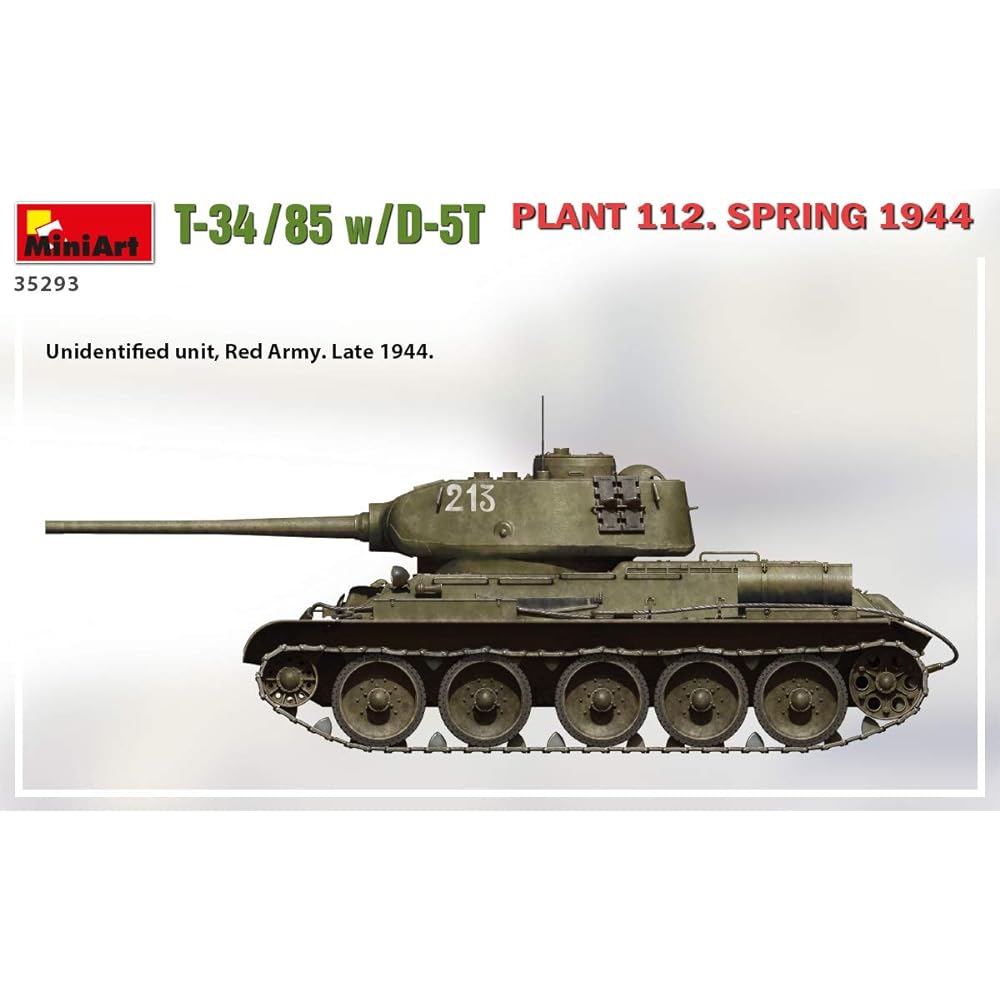 Miniart 1/35 Soviet Army T-34-85 w/D-5T 112th Factory Spring 1944 Plastic Model MA35293