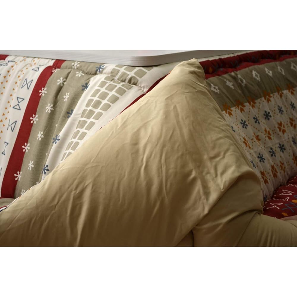 Ikehiko Kotatsu Futon Bed Set Square Etro Approximately 190 x 190cm Red Soft Smooth #5988000