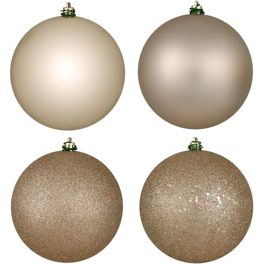 Vickerman 8" Auto 4-Finish Ball Ornament Set Includes 4 ornaments per box.