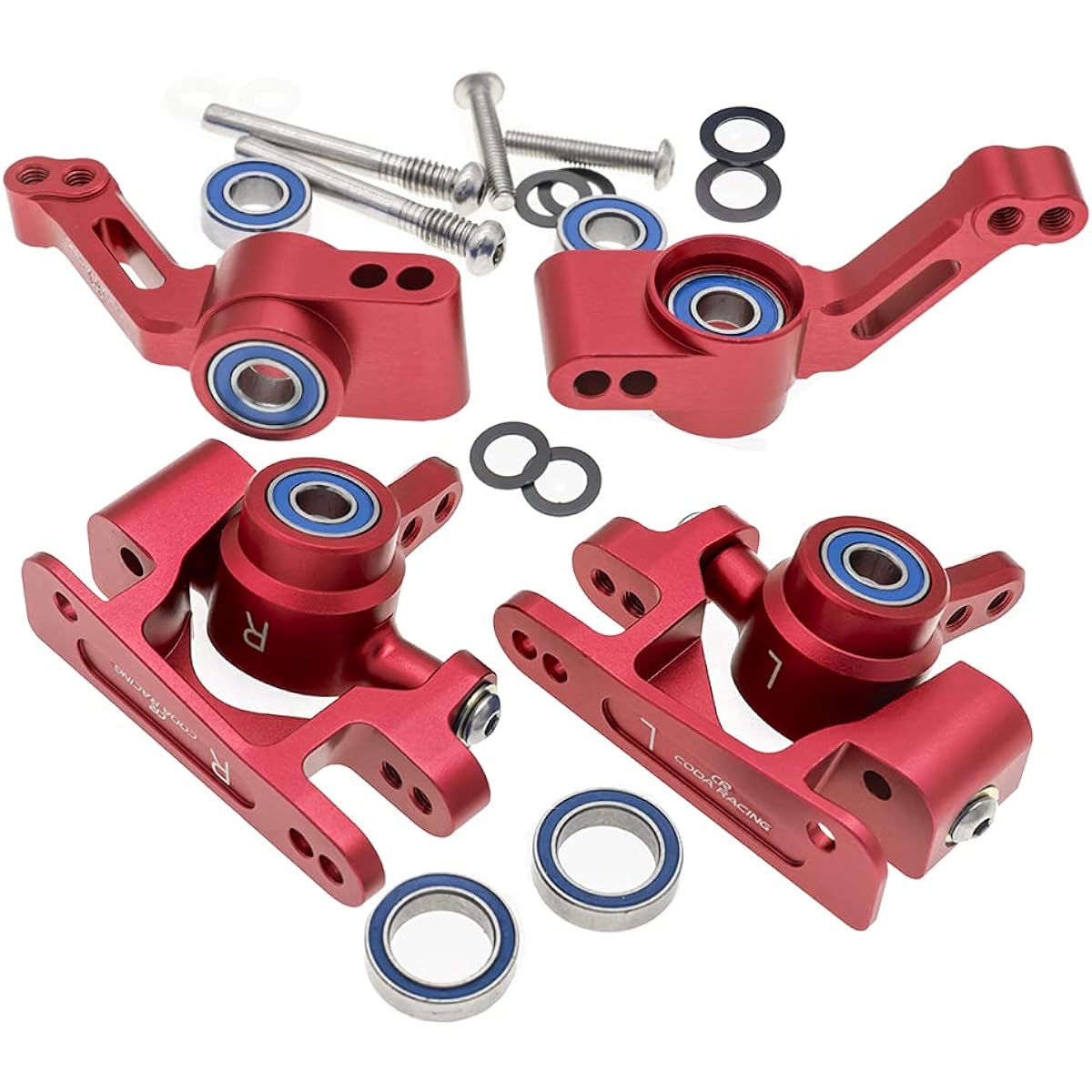 CODA RACING RC Alloy Caster Block & Steering Block & Rear Stub Axle Carrier Traxxas 1/10 4X4 Slash with Stamp for Rustler 4WD Replacement for Part 6837 6832 1952